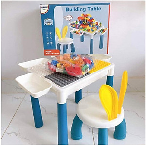 Trọn bộ đồ chơi lắp ghép sáng tạo cho bé trai và bé gái có kèm bàn và ghế ngồi, chất liệu nhựa ABS cứng cáp dày dặn - Đồ chơi phát triển trí não cho bé yêu