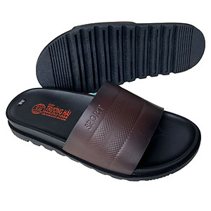 Dép da nam quai ngang thời trang da bò thật màu nâu chính hãng Trường Hải QN157