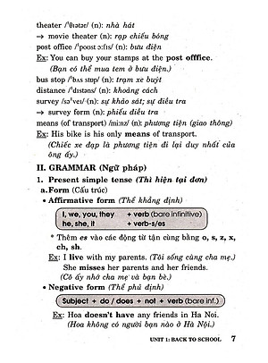 Sổ Tay Tiếng Anh - Lớp 7