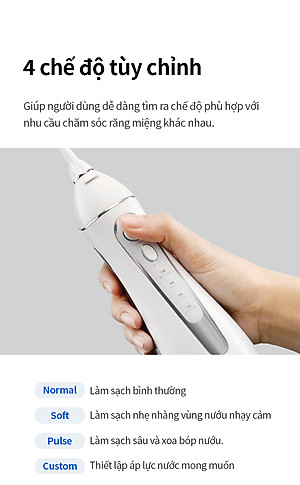 Máy tăm nước không dây LocknLock ENR166GRY - Hàng chính hãng, dung tích 300ml, 4 chế độ vệ sinh, pin xài 20 ngày - JoyMall