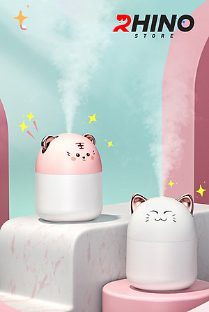 Máy phun sương tạo ẩm Rhino H903 dung tích 250ml, nhỏ gọn, không gây tiếng ồn, tích hợp đèn ngủ RGB nhiều màu - Hàng chính hãng