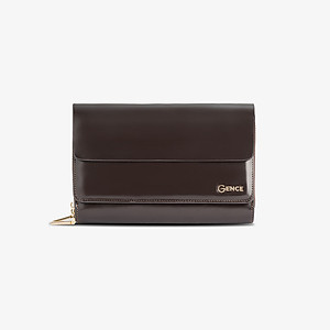 Clutch, Ví Cầm Tay Thời Trang Nam Da Bò Cao Cấp HT01 Nâu - 2 Khóa