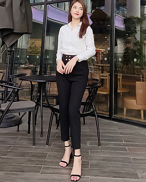Quần baggy nữ Hiền Trần BOUTIQUE cạp cao vải Vitex cao cấp quần công sở 4 cúc bấm sang trọng thanh lịch
