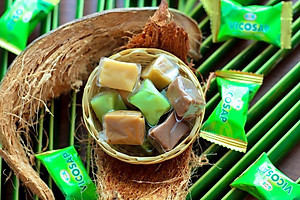 Kẹo dừa sáp VICOSAP mix 6 vị nguyên chất lá dứa cacao kẹo mềm dẻo ít đường đặc sản Trà Vinh