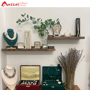 Kệ gỗ treo tường trang trí nhiều kích thước, kệ trang trí Anzzar, decor phòng ngủ, phòng khách, thanh gỗ treo tường màu nâu socola