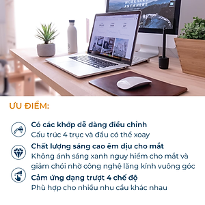 Đèn bàn học bảo vệ mắt Philips LED RobotPlus DSK601 RD 13W ánh sáng trung tính 4000K, 4 cấp độ sáng