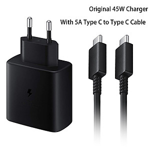 Bộ dây & củ sạc nhanh Samsung 45W Type-C cho Galaxy Note10 Plus, S20 Ultra và các dòng điện thoại khác – Hàng Chính hãng