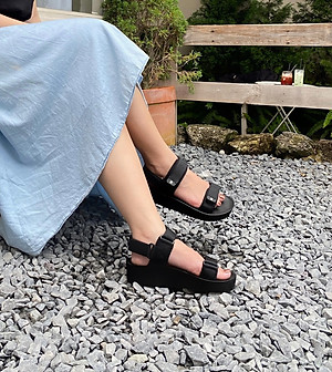 Giày Sandal Nữ The Bily 03W Quai Ngang - Màu Đen BL03WD 