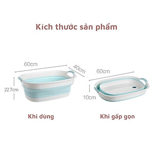 Chậu giặt quần áo silicon gấp gọn (thau giặt quần áo) có lỗ thoát nước Cao Cấp Chính Hãng