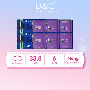 Combo 6 Băng vệ sinh ban đêm Doctor Care tinh chất thảo dược 33.8cm siêu thấm hút