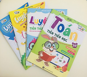 Sách- Combo 4 cuốn sách: Luyện viết 1, Luyện viết 2, Toán, Luyện đọc Tiền Tiểu Học (Hành trang cho bé vào lớp 1)