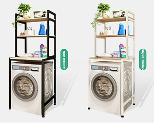 Kệ máy giặt 3 tầng KMG01 cho máy cửa trước, loại khung thép sơn tĩnh điện chống bong tróc, gỗ lõi xanh phủ melamine chống nước