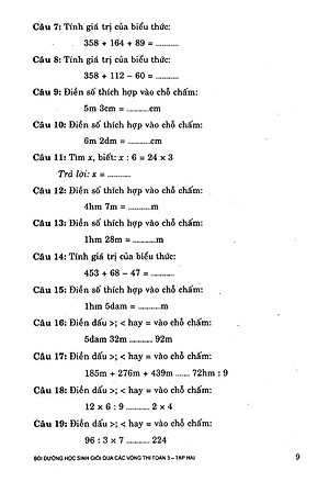 Sách Bồi Dưỡng Học Sinh Giỏi Qua Các Vòng Thi Toán Lớp 3 (Tập 2)