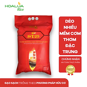 Gạo ST25 Hoa Lúa túi 5kg - Dẻo nhiều, mềm cơm, hương thơm đặc trưng