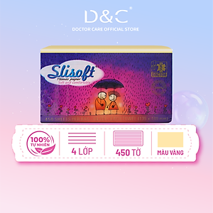 Giấy ăn Slisoft Vàng tự nhiên đa năng,khăn giấy rút thân thiện môi trường không chất tẩy trắng an toàn cho cả gia đình