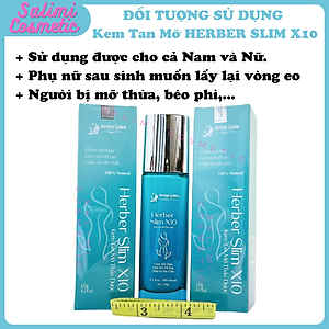 Kem Tan Mỡ Thảo Dược HERBER SLIM X10 120g, Hỗ Trợ Giảm Mỡ, Làm Mờ Vết Rạn, Làm Săn Chắc Da Vùng Bụng, Đùi, Bắp Tay, Bắp Chân, Cằm