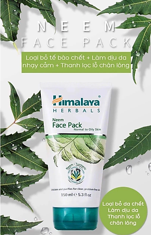 Mặt Nạ Đất Sét Lá Neem Đẩy Mụn Ẩn Hút Dầu Thừa Himalaya Neem Face Pack 150ml
