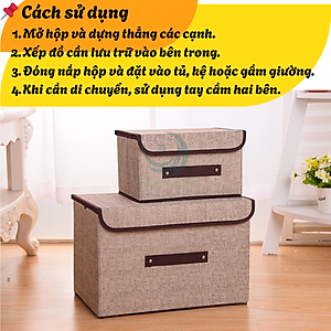 Bộ 2 thùng vải, hộp vải đựng đồ đa năng -Màu Nâu Kem - Hộp vải đựng quần áo 2 size đựng quần áo, đồ lót, giày, văn phòng phẩm, đồ dùng cá nhân rất tiện lợi-Bộ 2 hộp vải đựng đồ vải canvas siêu xinh có nắp đậy, tủ vải đựng đồ hộp cái