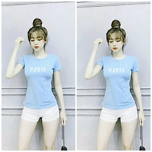 Áo thun nữ MXM ôm body thêu chữ Paris cotton 4 chiều từ 40kg - 52kg ( ANU029 )