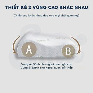 Gối cao su non người lớn EMA kèm vỏ sợi tre kháng khuẩn, thiết kế lượn sóng, chống đau cổ vai gáy