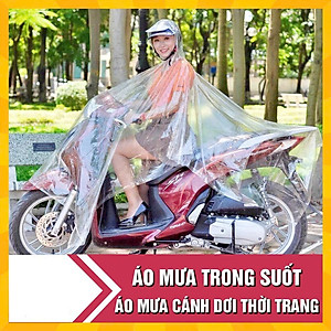 Áo Mưa Một Người Trong Suốt Có Nón Thời Trang, Nhựa EVA Sử Dụng Nhiều Lần MÀU VÀNG