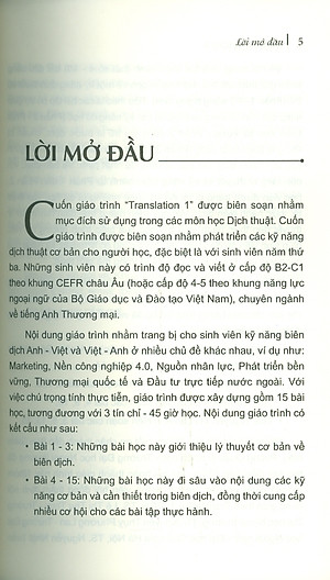 Translation 1 - Trường Đại học Ngoại Thương ; TS. Nguyễn Thị Dung Huệ chủ biên, ThS. Nguyễn Phương Linh, ThS. Lê Khánh Minh, ThS. Nguyễn Thị Lan Anh