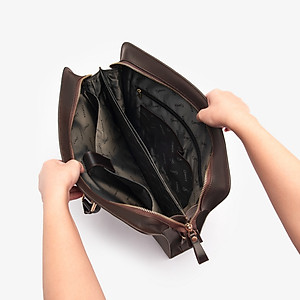 Cặp Da Nam Công Sở Túi Xách GENCE CTS08 Da Bò Cao Cấp Màu Nâu Có Dây Đeo Vai