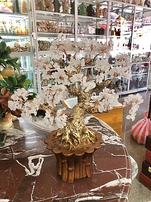 Cây Tài Lộc phong thủy đá thạch anh trắng - Cao 45 cm