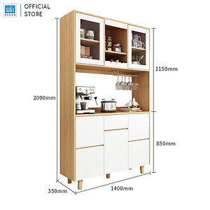 Tủ Bếp Gỗ Để Đồ Nhiều Ngăn Đa Năng Tích Hợp Tủ Vang Thương Hiệu SIB Decor KG29