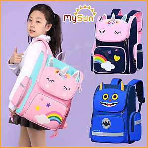 Balo cặp xách đi học sinh nam nữ chống gù cho bé trai gái cấp 1 tiểu học lớp 1 2 3 4 5 6 giá rẻ MySun