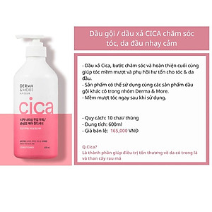 Dầu gội và dầu xả phục hồi tóc hư tổn giảm bết Derma & More CERAMIDE giảm gãy rụng, dưỡng tóc bóng khỏe 600ml