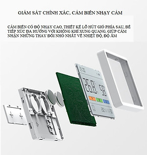 Nhiệt ẩm kế Duka TH1, máy đo nhiệt độ, độ ẩm phòng màn hình lớn 3,67", hiển thị trạng thái nhiệt độ, độ ẩm phòng nhanh chóng chính xác, cài đặt ngày giờ