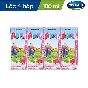 THÙNG SỮA DINH DƯỠNG VINAMILK ADM GOLD HƯƠNG DÂU - LỐC 4 HỘP X 180ML