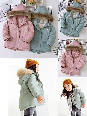 Áo khoác Parka lót lông cừu bé gái 4-14 tuổi
