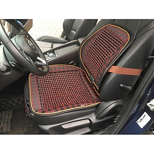 Bộ Tựa Lưng Và Lót Ghế Ô Tô Có Hạt Gỗ Massage Cao Cấp