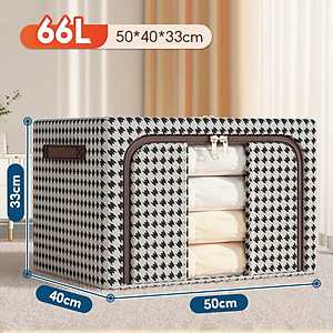 Túi vải đựng đồ quần áo khung thép chịu lực - Hộp đựng thú nhồi bông, sách vở, chăn màn, đồ chơi bằng vải- Tủ vải loại lớn 66L chính hãng LuckyDecor