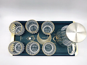 Bộ bình đựng nước kèm 6 ly thủy tinh cao cấp chịu nhiệt  ( 1 bình + 6 cốc không bao gồm khay )- VD44