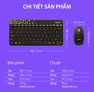 Combo chuột phím không dây Logitech MK240 - Hàng chính hãng