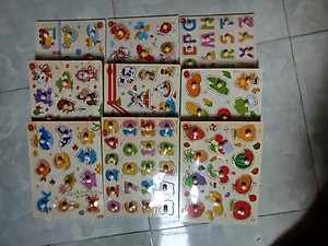 Đồ Chơi Trẻ Em - Đồ Chơi Xếp Hình - Combo 4 Bảng Núm Gỗ Cho Bé