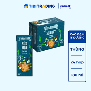 Thùng 24 hộp sữa hạt cao đạm Vinamilk ít đường 180ml