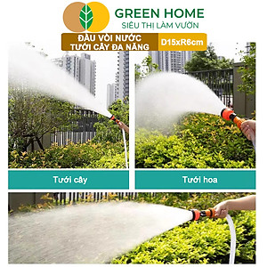 Đầu Vòi Tưới Nước Đa Năng GreenHome , D15xR6cm, Chế Độ Phun Mưa, Phun Sương Làm Vườn Tưới Cây
