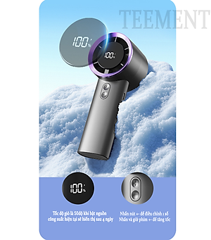 Quạt Tích Điện Mini Cầm Tay Teement , Màn Hình Led, 100 Tốc Độ Gió ,cầm Tay Thông Minh, Màn Hình Hiển Thị Kỹ Thuật Số, Pin 2000mah Siêu Mát - Hàng Chính Hãng 