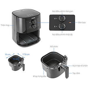 Nồi Chiên Không Dầu Philips HD9200/90 (4.1 Lít) - Hàng Chính Hãng