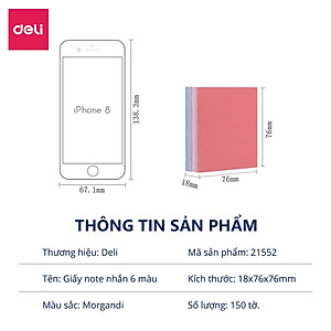 Giấy note giấy nhắn giấy nhớ 6 màu cho bullet journal học sinh Deli - 1 tệp - 21553