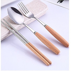 Bộ thìa đũa-muỗng đũa inox có hộp đựng bằng nhựa lúa mạch bảo vệ môi trường - HENRYSA