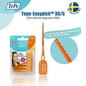 Tăm Chải Kẽ Răng TePe EasyPick Cam XS/S – Làm Sạch Kẽ Răng Nhẹ Nhàng (12 Cái) - Nhập Khẩu Thuỵ Điển