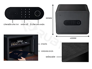 Két Sắt Thông Minh Xiaomi Mijia MX-303 Sử Dụng Vân Tay Gồm 6 Chế Độ Mở Khóa Áp Dụng Công Nghệ Cao Báo Động, Kết Nối App - Hàng Nhập Khẩu