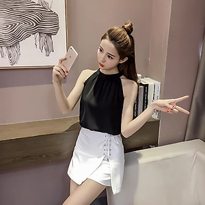 Áo kiểu nữ, Áo sát nách cổ yếm sang chảnh chất Lụa latin cao cấp thoáng mát New Design AO0012