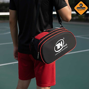 Túi Thể Thao Cao Cấp Chống Thấm Đựng Giày 2 Ngăn TNBags TN.B 9001 Màu Đen Phối Đỏ Thời Trang Nam Tập Gym Đá Bóng Mạnh Mẽ Sang Trọng!