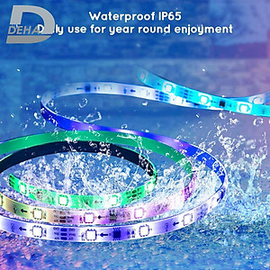 Bộ đèn Led dây dán RGB đổi màu Đồng Bộ Nhạc, điều khiển 44 phím chọn màu trang trí dán tường, bàn, máy tính dây bóng 5050 nháy theo nhạc music syn dùng được ngoài trời chống nước bền, đẹp (Tùy chọn loại dây và chiều dài dây)